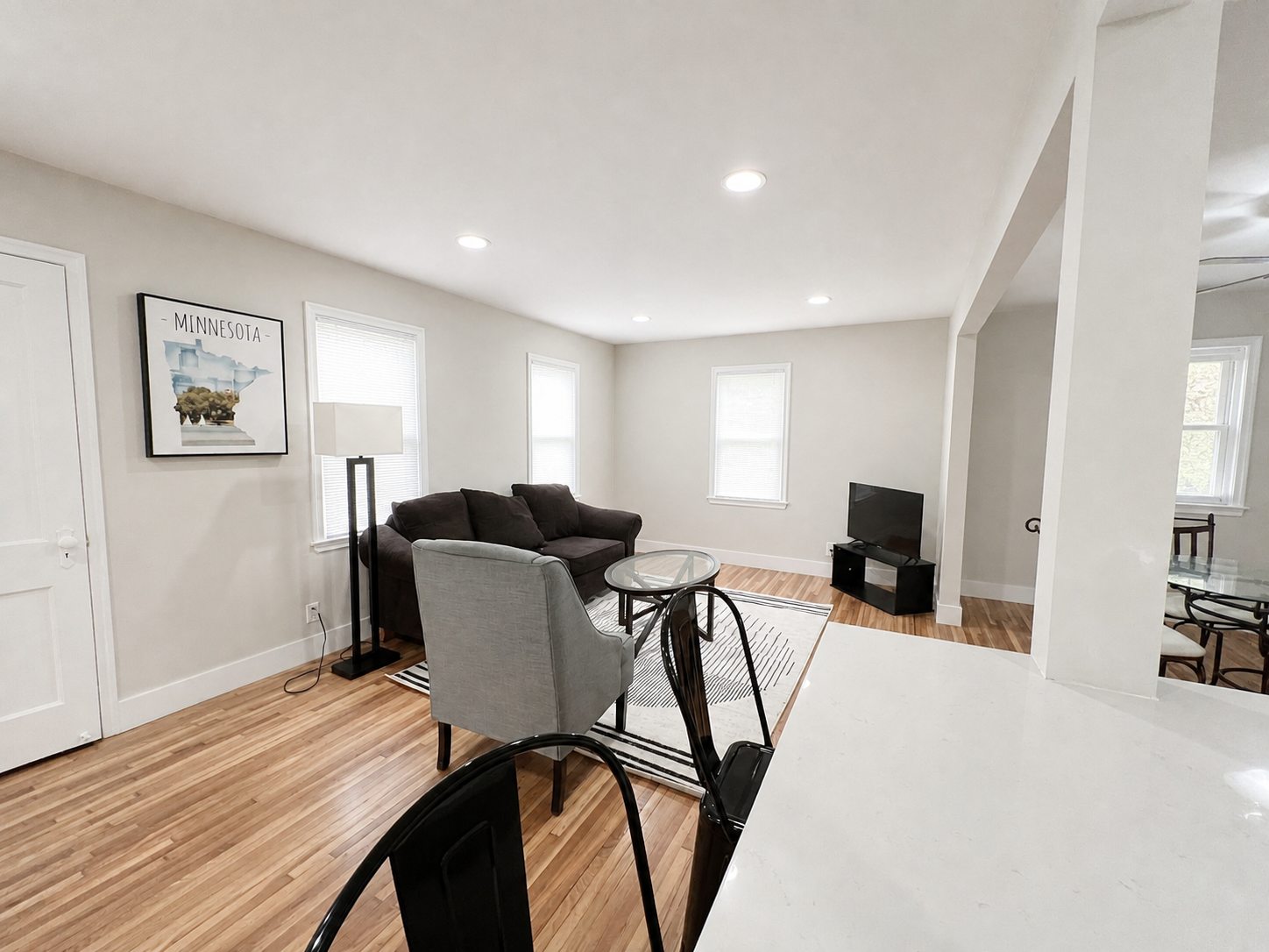 Lower-home living area looking toward the kitchen