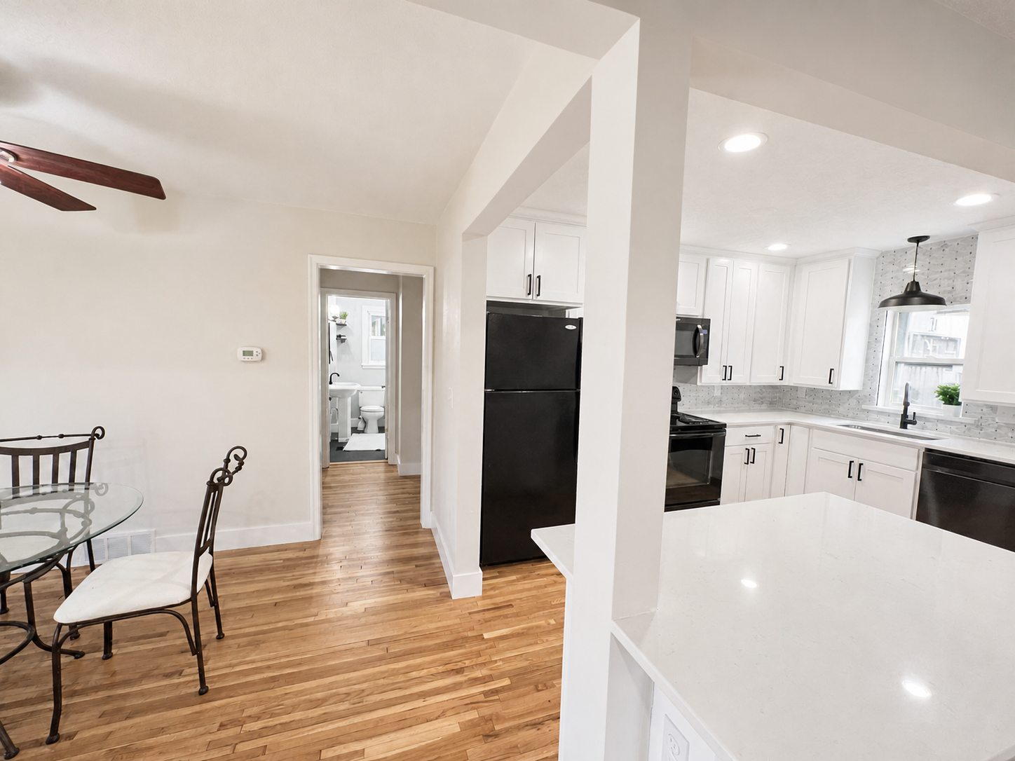 Dining area beside the updated lower-home kitchen