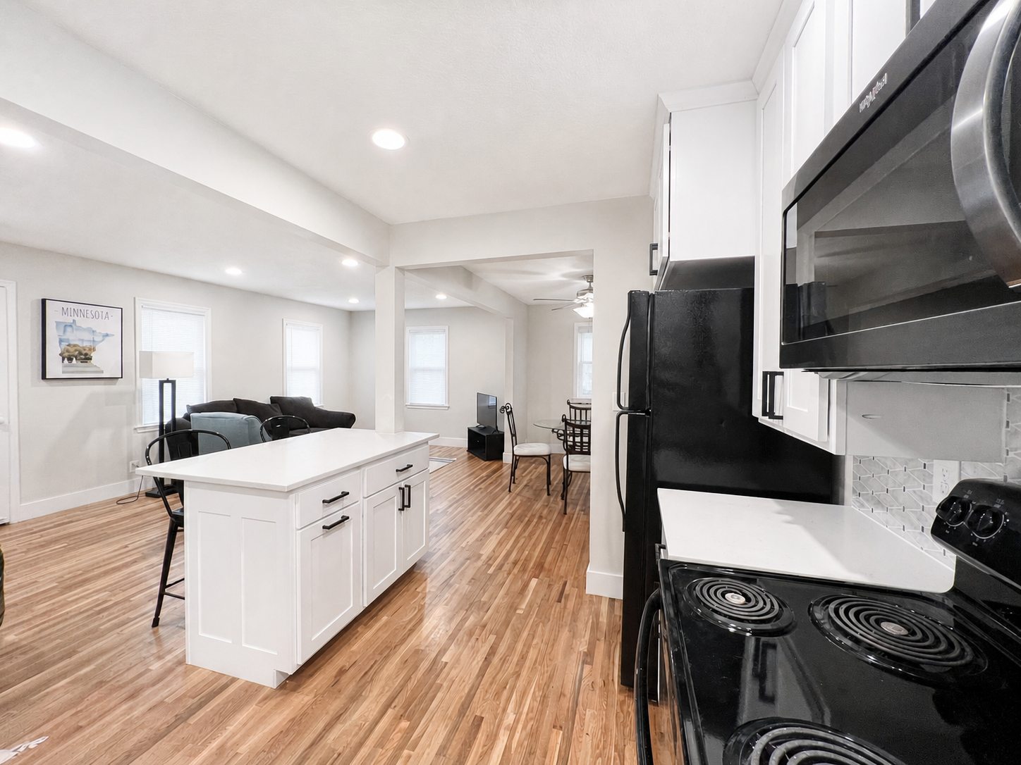 View from the lower-home kitchen toward the living room