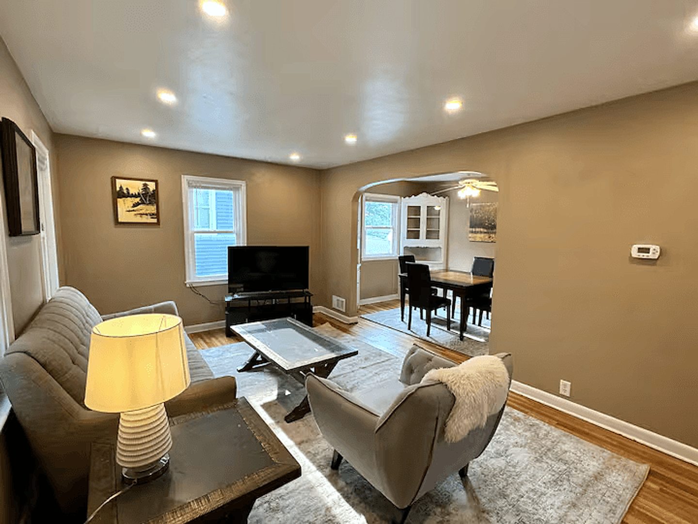 Upper-home living room seating and television